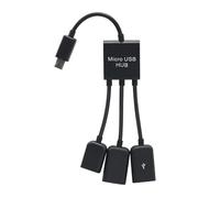 Yvxotrxnk Adattatore USB OTG 3 in 1 da micro USB/tipo C a doppio hub USB 2.0 per telefono, tablet, PC (micro USB)
