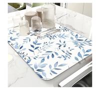 Yvxotrxnk Eucalyptus Leaves Dish Drying Mat, Super Assorbente & Heat Resistant Kitchen Drainer Pad, Non-Slip Countertop Protector for Sink, Tableware (4,30 x 40 cm)