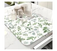Yvxotrxnk Eucalyptus Leaves Dish Drying Mat, Super Assorbente & Heat Resistant Kitchen Drainer Pad, Non-Slip Countertop Protector for Sink, Tableware (5,50 x 80 cm)