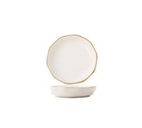 Yvxotrxnk Gold-Rimmed Ceramic Small Dish Set, Multipurpose Soy Vinegar Saucer & Dip Bowl for Hot Pot, Sushi, Pickles - Elegant Home Dining and Seasoning Plates(As Shown 17)