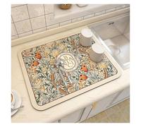 Yvxotrxnk Grande tappetino da cucina super assorbente, Quick Dry Dish Drying Mat & Coffee Station Pad, Extra Wide Sink Liner and Non-Slip Faucet Drip Tray for Bathroom, grigio (Alice s Dream,20 x 30