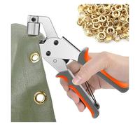 Yvxotrxnk Grommet Tool Kit with 6/10mm Silver Grommets | Handheld Hole Punch Pliers, Manual Press for Leather, Canvas, Tarpaulin, DIY & Clothing Projects(A)