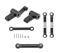 Yvxotrxnk Gruppo di controllo CNC in alluminio con cuscinetti & Link Tie Rods, kit di aggiornamento di precisione per 1/14 scale RC Car, parti di modifica del metallo per Steering Play (Black Set 3)