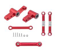 Yvxotrxnk Gruppo di controllo CNC in alluminio con cuscinetti & Link Tie Rods, kit di aggiornamento di precisione per auto RC 1/14, parti di modifica del metallo per Steering Play (set rosso 3)