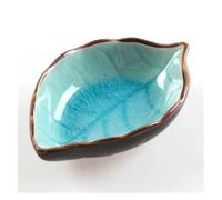 Yvxotrxnk Ice Crack Glaze Leaf Ceramic Kitchen Tool, Small Salce & Seasoning Dish for Soy Salce, Vinegar, Dipping - Creative Mini Bowl for Sushi, Cooking & Table Serving (Lake Blue)