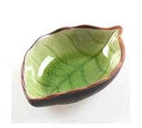 Yvxotrxnk Ice Crack Glaze Leaf Ceramic Kitchen Tool, Small Salce & Seasoning Dish for Soy Salce, Vinegar, Dipping - Creative Mini Bowl for Sushi, Cooking & Table Serving (Green)