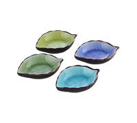 Yvxotrxnk Ice Crack Glaze Leaf Ceramic Kitchen Tool, Small Salce & Seasoning Dish for Soy Salce, Vinegar, Dipping - Creative Mini Bowl for Sushi, Cooking & Table Serving (4 pezzi)