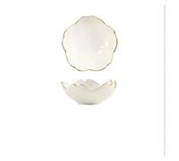 Yvxotrxnk Minimalist Ceramic Dish with Sakura & Gold Accent, Multi-Use Plate for salsa, dessert, snack - Contemporary Floral Kitchenware (White)