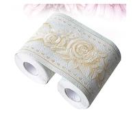 Yvxotrxnk Rose Pattern PVC Self-Adhesive Wallpaper Border, Green Background Waterproof Wall Sticker for Bedroom Living Room, Stylish Waist Line Home Decor