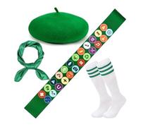 Yvxotrxnk Scouts & Guides Uniform Set for Teens and Adults | Kit completo con Green Beret, Badge Sash, Neckerchief, Belt & Socks | Official Style Guide Uniform(Suit3)