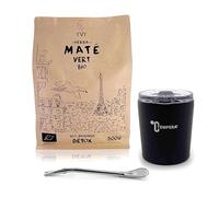 YVY MATÉ Kit Maté Inox Tempera | Pack Calebasse Inox Tempera, Bombilla Classic e 1 tasca di Yerba Mate Verde Bio 500g | Set completo per gli amanti del mate tradizionale