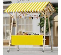 YVYKFZD Bancarella chiosco alimentare all'aperto, Bancarelle del mercato pieghevole in legno, Carrello per bancarelle portatile con ruote, Bancarella del Venditore(Yellow 1,120cm/47.2")