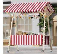 YVYKFZD Bancarella chiosco alimentare all'aperto, Bancarelle del mercato pieghevole in legno, Carrello per bancarelle portatile con ruote, Bancarella del Venditore(Red 2,120cm/47.2")