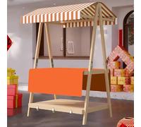 YVYKFZD Bancarella chiosco alimentare in legno, bancarelle del mercato all'aperto pieghevole, Carrello per bancarelle portatile, bancarella del Venditore a 2 livelli(Orange 2,140cm/51.1")