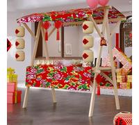 YVYKFZD Bancarella chiosco alimentare in legno, Bancarelle del mercato pieghevole, Carrello per bancarelle con tettoia, Bancarella del Venditore portatile, artigianato(Floral 1,150cm/59.0")