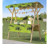 YVYKFZD Bancarella chiosco alimentare in legno, Bancarelle del mercato pieghevole, Carrello per bancarelle con tettoia, Bancarella del Venditore portatile, artigianato(Floral 3,150cm/59.0")