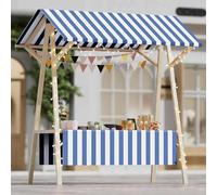 YVYKFZD Bancarella chiosco alimentare in legno, Bancarelle del mercato pieghevole, Carrello per bancarelle portatile, Bancarella del Venditore all'aperto(Blue 1,150cm/59.0")