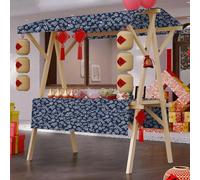 YVYKFZD Bancarella chiosco alimentare in legno, Bancarelle del mercato pieghevole, Carrello per bancarelle con tettoia, Bancarella del Venditore portatile, artigianato(Floral 2,120cm/47.2")