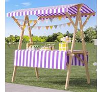 YVYKFZD Bancarella chiosco alimentare in legno, Bancarelle del mercato pieghevole, Carrello per bancarelle con tettoia, Bancarella del Venditore portatile, artigianato(Purple,120cm/47.2")