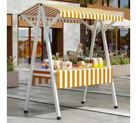 YVYKFZD Bancarella chiosco alimentare in metallo, bancarelle del mercato pieghevole con tenda da sole, Carrello per bancarelle portatile, bancarella del Venditore(Orange,130cm/51.1")