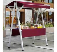 YVYKFZD Bancarella chiosco alimentare in metallo, bancarelle del mercato pieghevole con tenda da sole, Carrello per bancarelle portatile, bancarella del Venditore(Red 1,110cm/43.3")