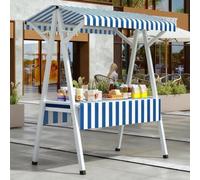 YVYKFZD Bancarella chiosco alimentare in metallo, bancarelle del mercato pieghevole con tenda da sole, Carrello per bancarelle portatile, bancarella del Venditore(Blue 1,110cm/43.3")