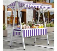 YVYKFZD Bancarella chiosco alimentare in metallo, bancarelle del mercato pieghevole con tenda da sole, Carrello per bancarelle portatile, bancarella del Venditore(Purple,160cm/62.9")