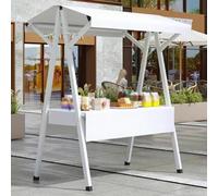 YVYKFZD Bancarella chiosco alimentare in metallo, bancarelle del mercato pieghevole con tenda da sole, Carrello per bancarelle portatile, bancarella del Venditore(White,130cm/51.1")