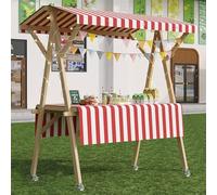 YVYKFZD Bancarella chiosco alimentare mobile, Bancarelle del mercato in legno con ruote, Carrello per bancarelle pieghevole, Bancarella del Venditore promozionale(Red,120cm/47.2")