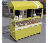 YVYKFZD Bancarella chiosco alimentare mobile, bancarelle del mercato pieghevole in metallo, Carrello for bancarelle portatile, bancarella del Venditore con ruote(Black,160cm/62.9")