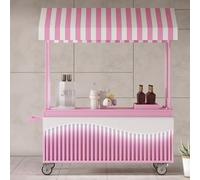 YVYKFZD Bancarella chiosco alimentare mobile, bancarelle del mercato pieghevole in metallo, Carrello per bancarelle portatile, bancarella del Venditore con ruote(Black,160cm/62.9")