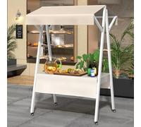 YVYKFZD Bancarella chiosco alimentare mobile, bancarelle del mercato pieghevole in metallo, Carrello per bancarelle portatile, bancarella del Venditore con ruote(Khaki,130cm/51.1")