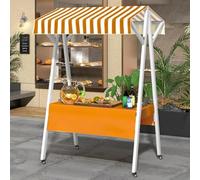 YVYKFZD Bancarella chiosco alimentare mobile, bancarelle del mercato pieghevole in metallo, Carrello per bancarelle portatile, bancarella del Venditore con ruote(Orange,160cm/62.9")