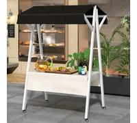 YVYKFZD Bancarella chiosco alimentare mobile, bancarelle del mercato pieghevole in metallo, Carrello per bancarelle portatile, bancarella del Venditore con ruote(Black,130cm/51.1")