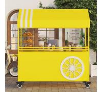 YVYKFZD Bancarella chiosco alimentare portatile, bancarelle del mercato mobile con ruote e tettoia, Carrello per bancarelle in metallo, bancarella del Venditore(Yellow,100cm/39.3")