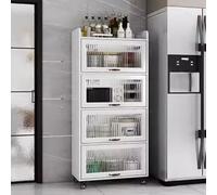 YVYKFZD Carrello da Cucina, Carrello Portaoggetti Sottile, Carrellos Stretto Mobile con Ruote e Ante in Vetro temperato, Carrellos Carrellino, Organizzatore(White,5 Tier 19.6"x13.7"x65.3")