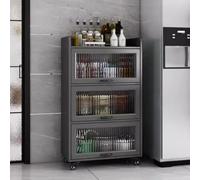 YVYKFZD Carrello da Cucina, Carrello Portaoggetti Sottile, Carrellos Stretto Mobile con Ruote e Ante in Vetro temperato, Carrellos Carrellino, Organizzatore(Gray,4 Tier 19.6"x13.7"x50.5")