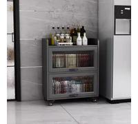 YVYKFZD Carrello da Cucina, Carrello Portaoggetti Sottile, Carrellos Stretto Mobile con Ruote e Ante in Vetro temperato, Carrellos Carrellino, Organizzatore(Gray,3 Tier 19.6"x13.7"x35.7")