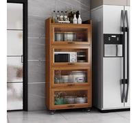 YVYKFZD Carrello da Cucina, Carrello Portaoggetti Sottile, Carrellos Stretto Mobile con Ruote e Ante in Vetro temperato, Carrellos Carrellino, Organizzatore(Walnut,5 Tier 19.6"x15.7"x65.3")