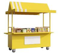 YVYKFZD Carrello per bancarelle portatile a 4 ruote, Bancarella chiosco alimentare hot dog con tettoia, Bancarelle del mercato creativo in ferro, Carrello per venditori(Yellow,100cm/39.3")