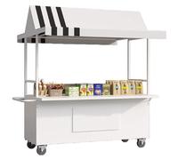 YVYKFZD Carrello per bancarelle portatile a 4 ruote, Bancarella chiosco alimentare hot dog con tettoia, Bancarelle del mercato creativo in ferro, Carrello per venditori(White,100cm/39.3")