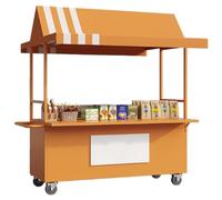 YVYKFZD Carrello per bancarelle portatile a 4 ruote, Bancarella chiosco alimentare hot dog con tettoia, Bancarelle del mercato creativo in ferro, Carrello per venditori(Orange,120cm/47.2")