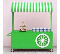 YVYKFZD Carrello per bancarelle portatile con ruote, Bancarella chiosco alimentare di hot dog con tettoia, Bancarelle del mercato in ferro, Carrello per venditori(Green,120cm/47.2")