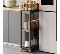 YVYKFZD Carrello Portaoggetti, Carrello da Cucina Sottile, Carrellos Stretto Multiuso con Ruote, Carrellos Carrellino in bambù, Organizzatore da Bagno Salvaspazio(3 Tier 7"x15.5"x27.5")