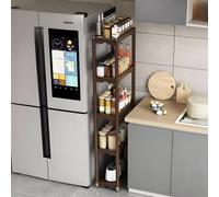 YVYKFZD Carrello Portaoggetti, Carrello da Cucina Sottile, Carrellos Stretto Multiuso con Ruote, Carrellos Carrellino in bambù, Organizzatore da Bagno Salvaspazio(5 Tier 7"x15.5"x47.2")