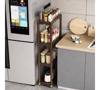 YVYKFZD Carrello Portaoggetti, Carrello da Cucina Sottile, Carrellos Stretto Multiuso con Ruote, Carrellos Carrellino in bambù, Organizzatore da Bagno Salvaspazio(4 Tier 7"x15.5"x39.3")