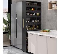 YVYKFZD Carrello Portaoggetti da Terra a 7 Livelli, Carrello da Cucina con Ruote, Carrellos Stretto Indipendente, carrellos bagno, Organizzatore for Scaffali Stretti(Black,7.8"x19.6"x73.2")