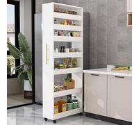 YVYKFZD Carrello Portaoggetti da Terra a 7 Livelli, Carrello da Cucina con Ruote, Carrellos Stretto Indipendente, carrellos bagno, Organizzatore for Scaffali Stretti(White,5.9"x19.6"x73.2")