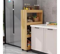 YVYKFZD Carrello Portaoggetti Sottile a 4 Livelli, Carrello da Cucina con Ruote, Carrellos Stretto Portaspezie Indipendente, Organizzatore Carrellos Carrellino(Wood,5.9"x19.6"x47.2")