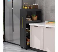 YVYKFZD Carrello Portaoggetti Sottile a 4 Livelli, Carrello da Cucina con Ruote, Carrellos Stretto Portaspezie Indipendente, Organizzatore Carrellos Carrellino(Black,5.9"x19.6"x47.2")